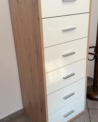 Settimino 6 cassetti color legno e bianco