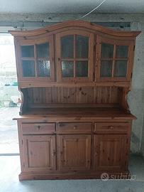 Credenza Cristalliera in Legno massello di Pino