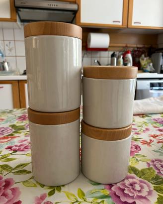 Set di 4 contenitori ceramica