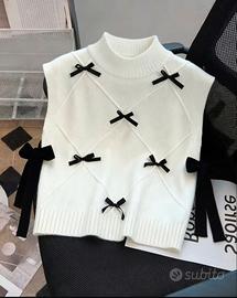 Top senza maniche con fiocchi stile romantico