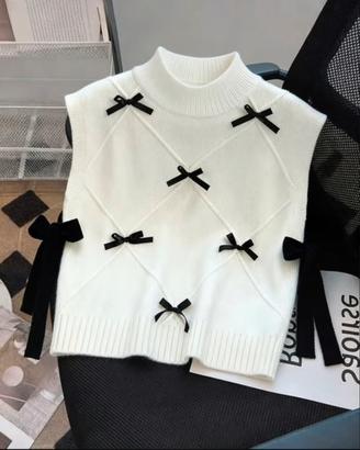 Top senza maniche con fiocchi stile romantico