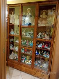 bambole di porcellana da collezione +vetrina