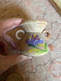 Contenitore zafferano legno dipinto mano