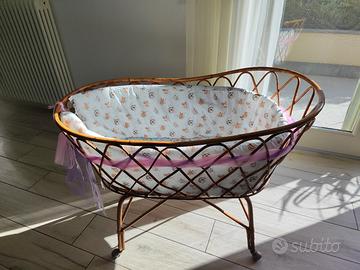 culla vintage bamboo, base con ruote