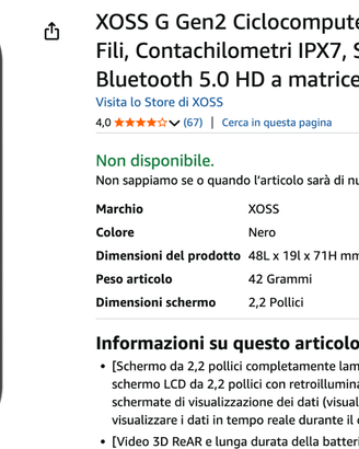 XOSS G Gen2 Computer da Ciclismo GPS senza fili