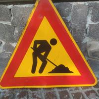 cartello stradale vintage lavori in corso h.75 cm.