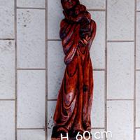 scultura in legno. madonna con bambino.