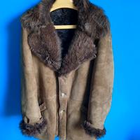 Giaccone vintage montone shearling marrone size XL