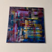 Quadro astratto moderno multicolor su tela