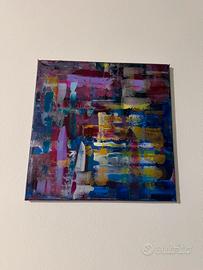 Quadro astratto moderno multicolor su tela