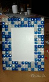 cornice artigianale mosaico azzurra