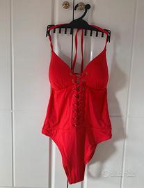 Costume intero rosso stile corsetto con coppe tg S