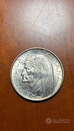 Moneta argento 500 lire Dante Alighieri