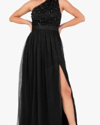 Abito donna lungo nero taglia 58 cerimonia tulle