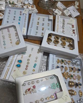 stock 120 pz orecchini e anelli acciaio inox