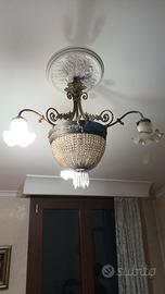 lampadario vintage a sospensione in bronzo/ottone 