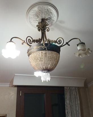 lampadario vintage a sospensione in bronzo/ottone 
