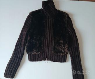 Giacca / Maglione pesante in maglia e pelliccia