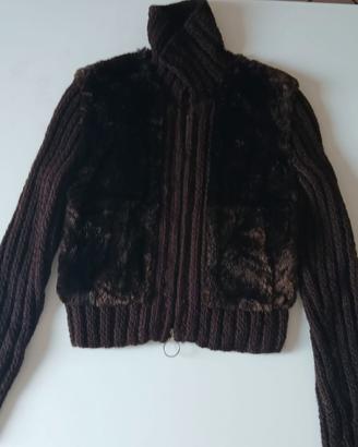 Giacca / Maglione pesante in maglia e pelliccia