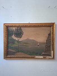 Dipinto raffigurante un  paesaggio marino