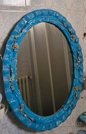 Specchio Anni 60 Vintage Celeste Cornice arredo