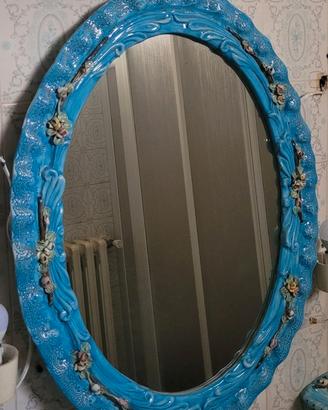 Specchio Anni 60 Vintage Celeste Cornice arredo