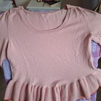 maglia tg s rosa con bordi arancio