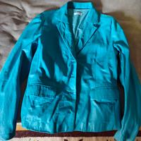 giacca pelle celeste donna tg 44-46