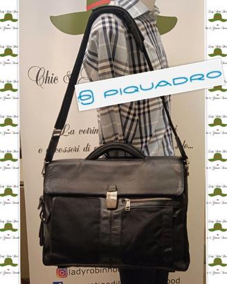 PIQUADRO CARTELLA LAVORO PELLE DUE SOFFIETTI