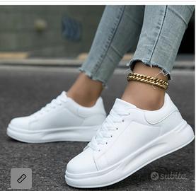 Scarpe donna sneakers in pelle bianche