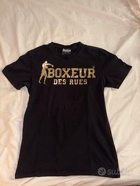 t-shirt boxeur des rues nera con scritte oro- tg L