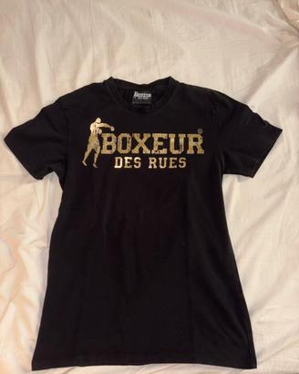 t-shirt boxeur des rues nera con scritte oro- tg L