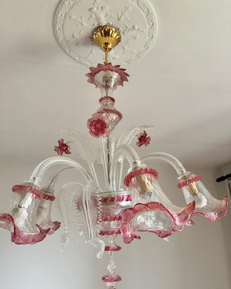 Lampadario in vetro soffiato