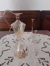 Anforetta + 3 bottigliette in vetro soffiato 