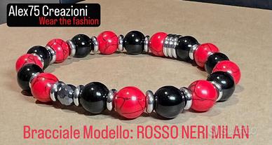 Bracciale artigianale Modello ROSSO NERI MILAN