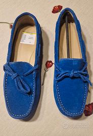 Mocassini camoscio blu elettrico