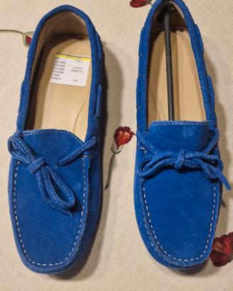 Mocassini camoscio blu elettrico