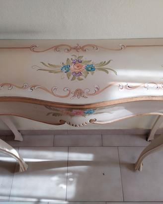 Mobile consolle con specchiera decorato dorato