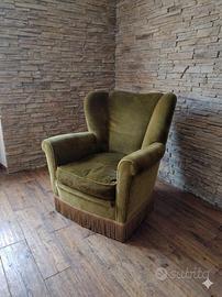 Coppia poltrone legno tessuto anni 60’ vintage