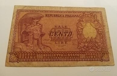 banconota 100 lire ITALIA ELMATA 31/12/1951