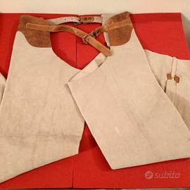 chaps da equitazione in vera pelle scamosciata