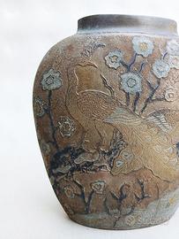 Vaso Cloisonné con pavoni