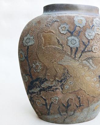 Vaso Cloisonné con pavoni