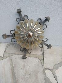 lampadario da esterno vetro e  ferro battuto