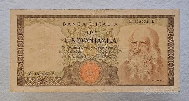 Banconota 50000 Lire "Leonardo Da Vinci" usato  Parma