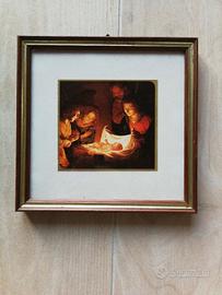 Quadro con cornice in legno Natività vintage.