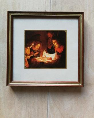 Quadro con cornice in legno Natività vintage.