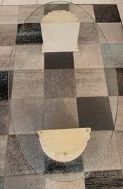 Tavolino da salotto in cristallo 10 mm con colonne