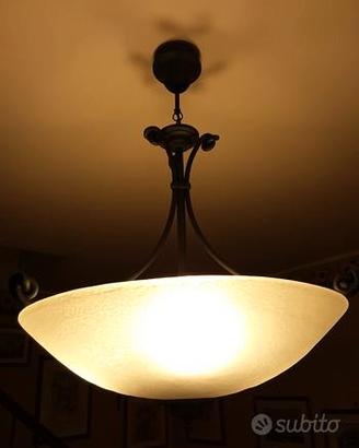 Lampadario 3 Tre Luci In Ferro Battuto Grigio