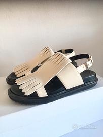 Marni sandali fussbett offwhite con frange 36 EU
